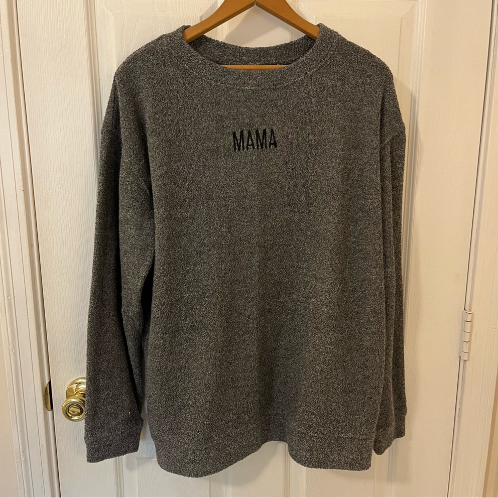 Boxercraft MAMA Crew Neck Pullover Sweatshirt Women’s Size L Gray Casual Fleece